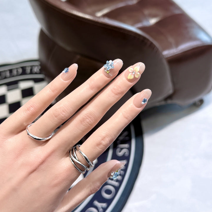 Künstlerische Blumendruck-Nagelspitzen Karnz