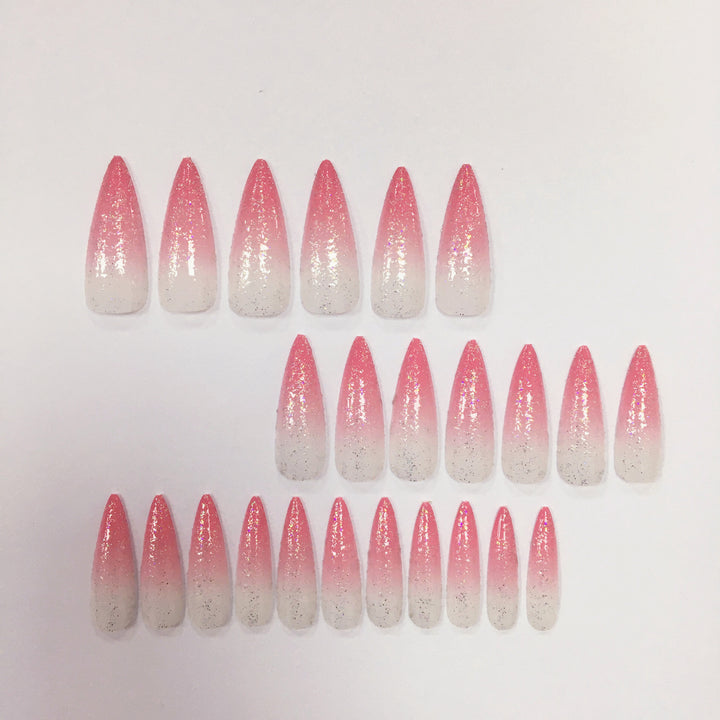 Glamouröse Glitzernde Stiletto Press-On Nagelset