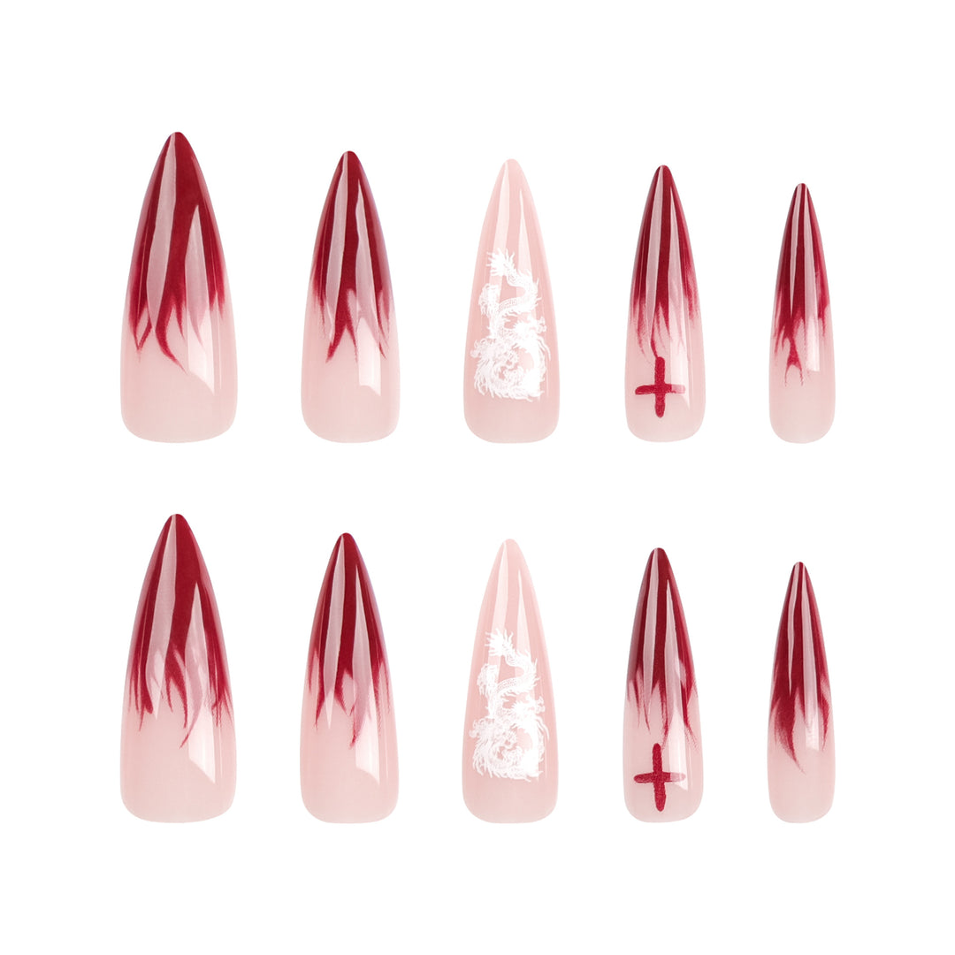 Kunstvolle Stiletto-Nägel mit kreativem Farbverlauf und Querschnitt-Design Karnz