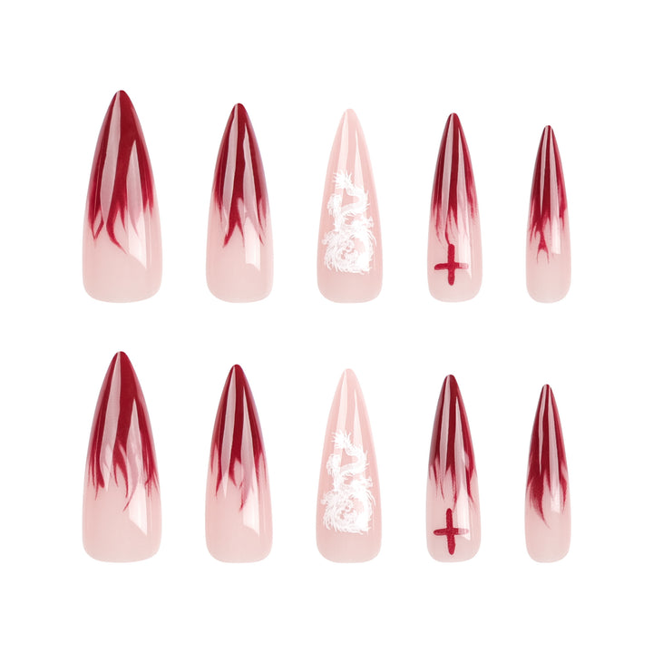 Kunstvolle Stiletto-Nägel mit kreativem Farbverlauf und Querschnitt-Design Karnz