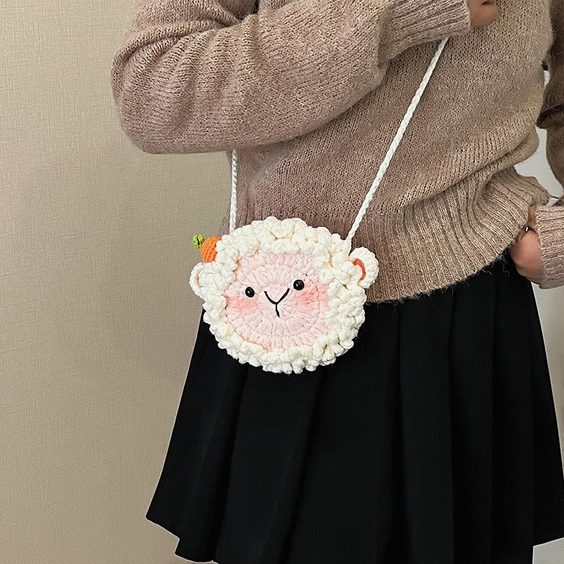 Niedliche Schaf-Themen Häkel Mini Tasche