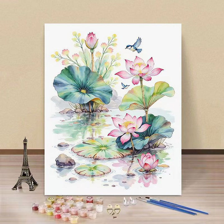 DIY Wasserlilie und Eisvogel Malen nach Zahlen Kunstset Karnz