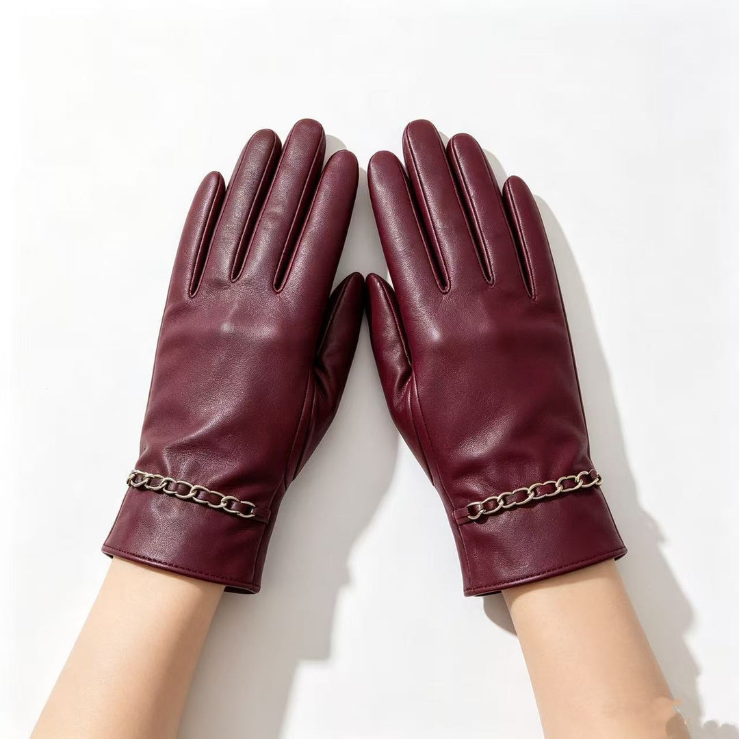 Elegante Lederhandschuhe mit Kettendetails Karnz