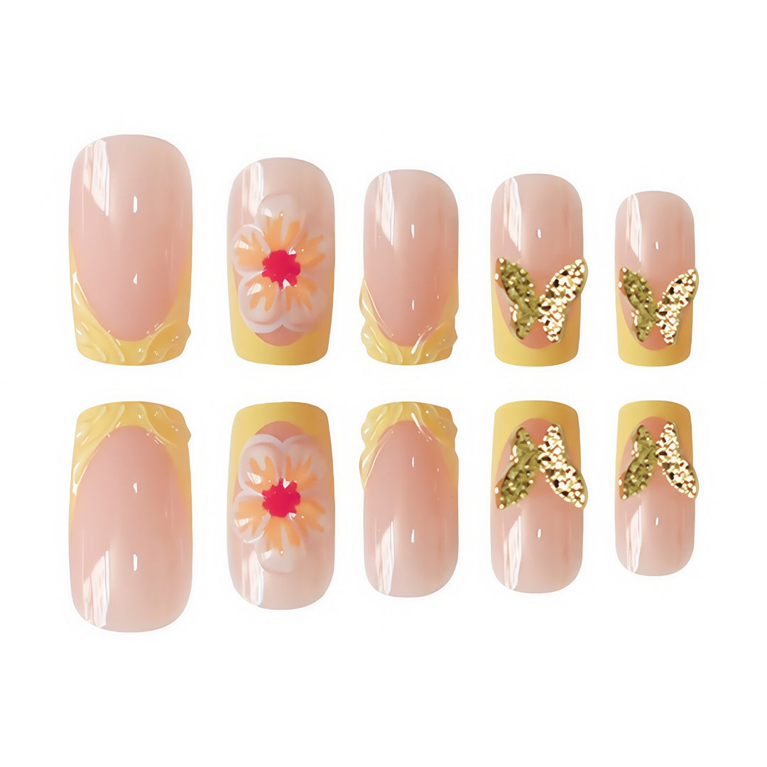 Künstlerische Frühlingsblumen Nagelkunstverzierung Karnz