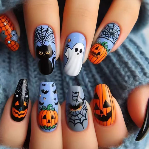 Halloween-Themen Künstlerische Press-On Nagelset Karnz