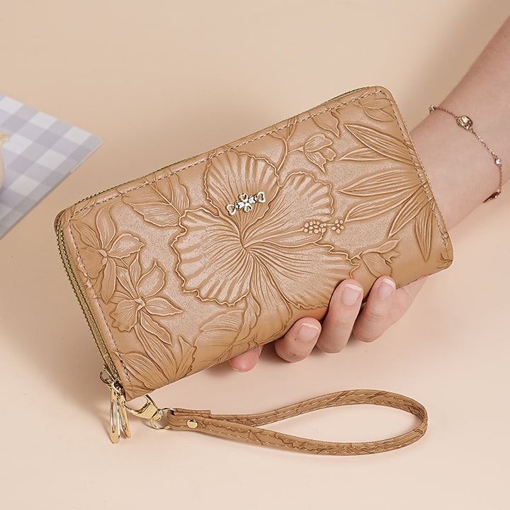 Prägte Leder Handgelenktasche Geldbörse