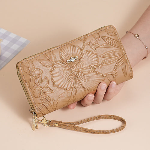 Prägte Leder Handgelenktasche Geldbörse