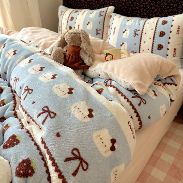 Kinderplüsch Wendebettwäsche Teddy Patchwork Komforter Bettset