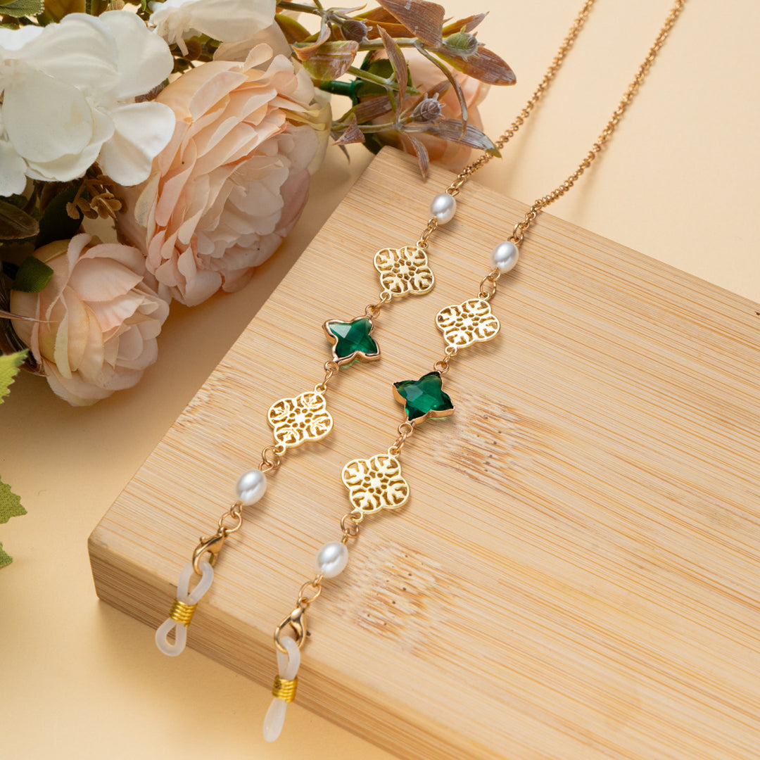 Elegante Edelstein- und Perlen-Brillenband Karnz