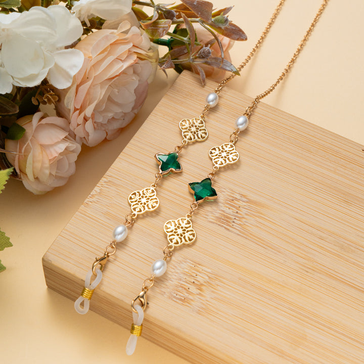 Elegante Edelstein- und Perlen-Brillenband Karnz