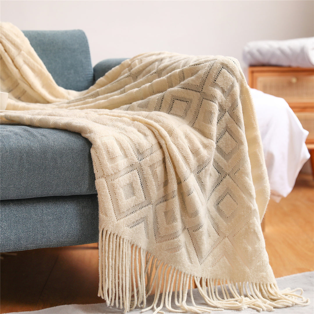 Gemütliche Strickwurfdecke