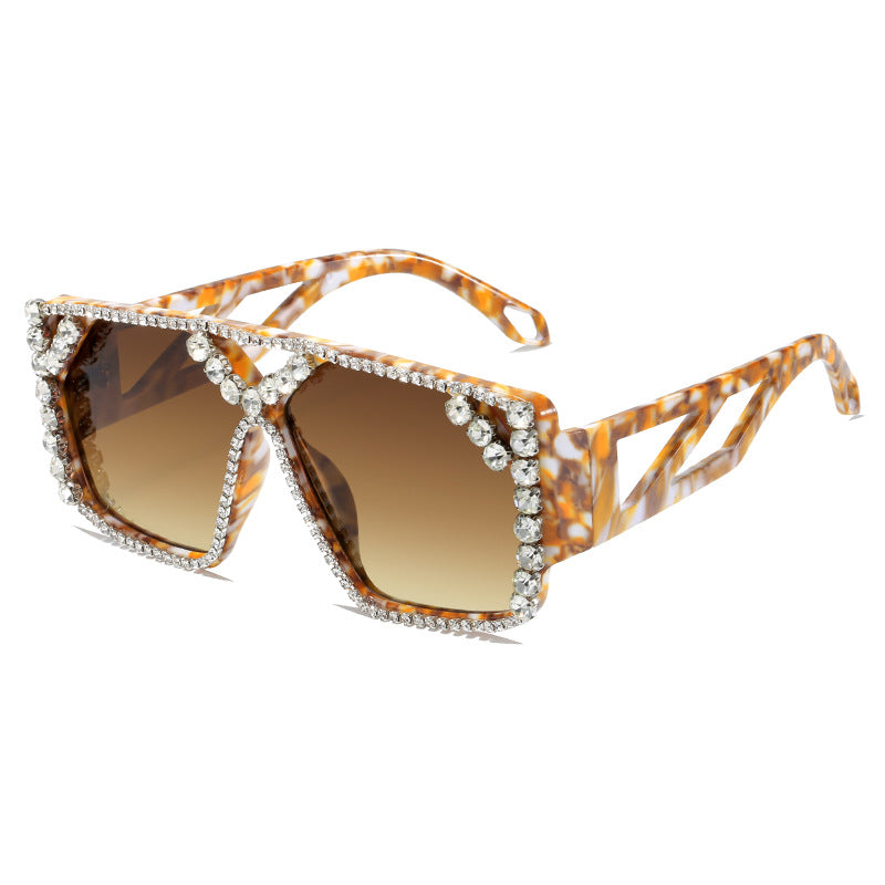Damen Glamouröse Oversized-Sonnenbrille mit funkelndem Rahmen und UV-Schutz Karnz