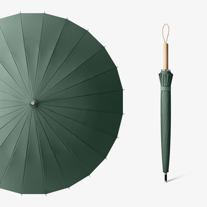 Damen eleganter Premium-Faltschirm mit ergonomischem Holzgriff Karnz