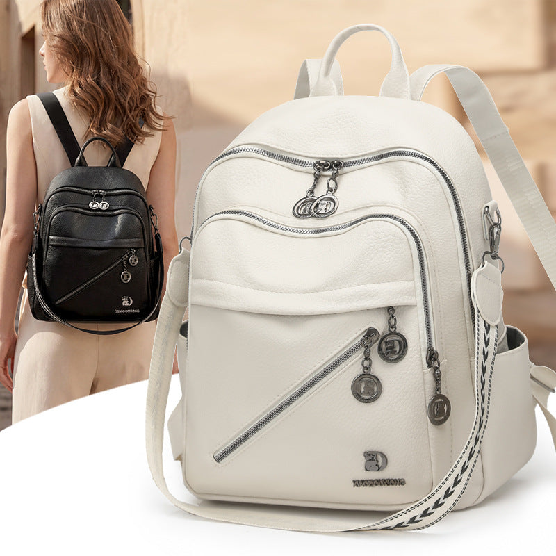 Multi-Fach Stylischer Leder-Rucksack Karnz