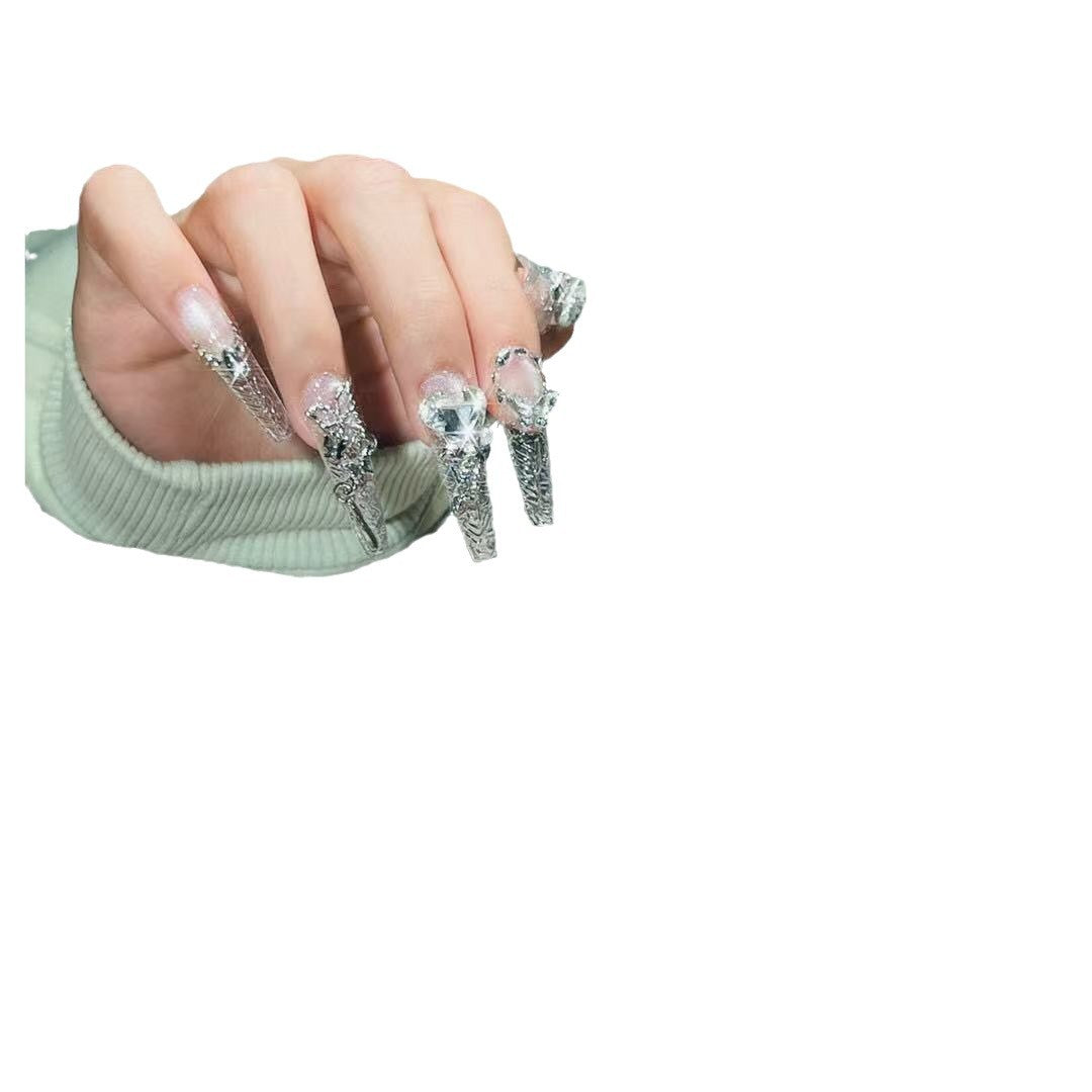 Luxus Kristall-akzentierte lange Nagelkunstverlängerungen