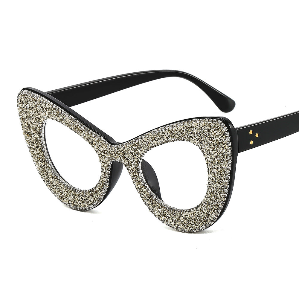 Damen Glamouröse Cat-Eye Sonnenbrille mit Strassverzierung Karnz