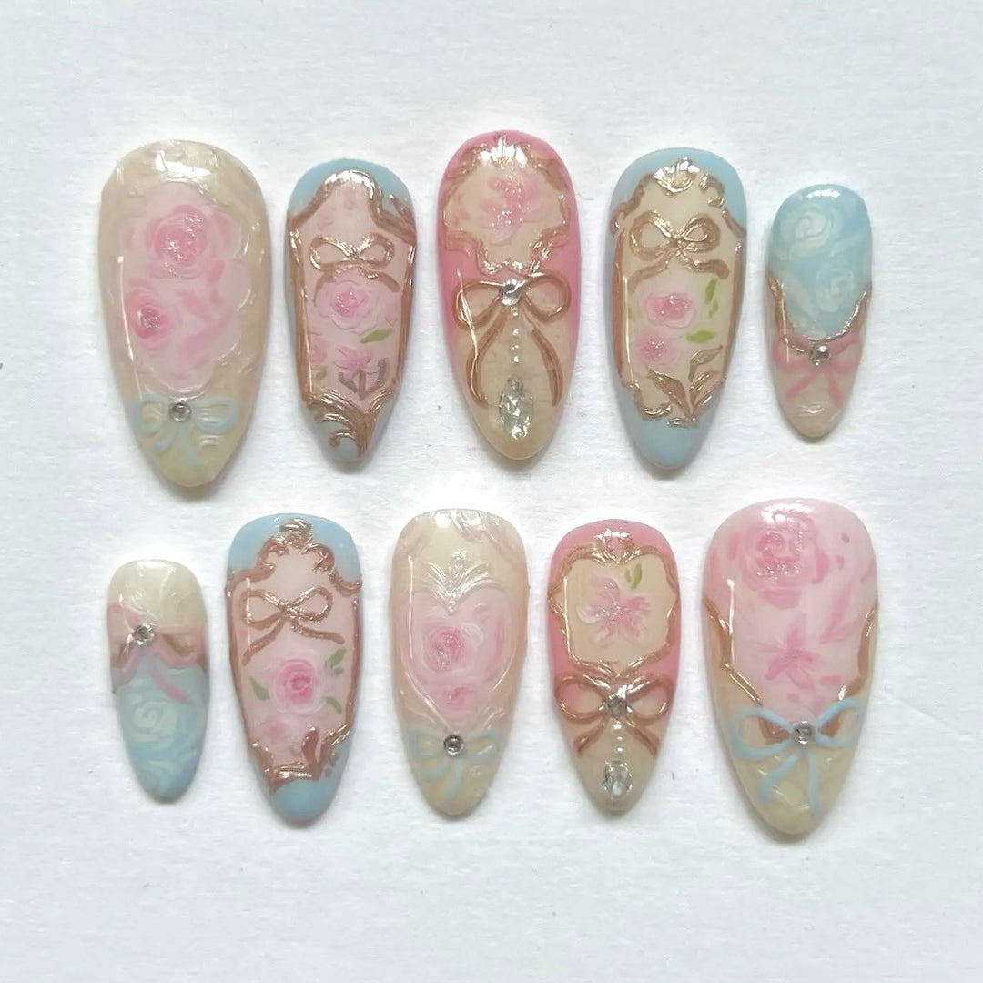 Elegante Floral Art Press-On Nail Set