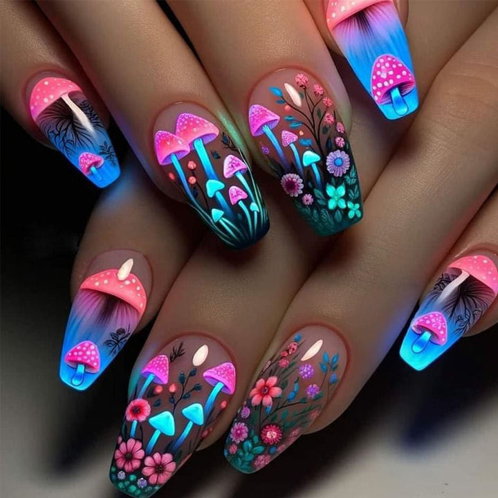 Künstlerisches Floral Leuchten-im-Dunkeln Nail Art Set Karnz