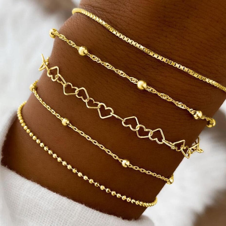 Silber Herz Charm Armband Set Karnz