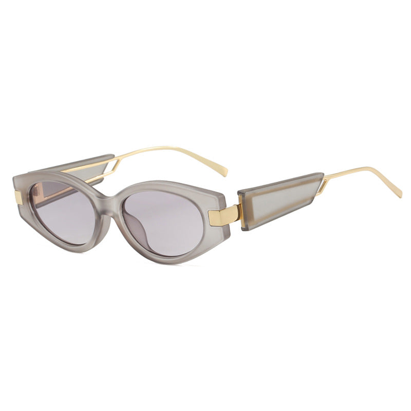 Damen elegante Cat-Eye Sonnenbrille mit goldenen Akzenten Karnz