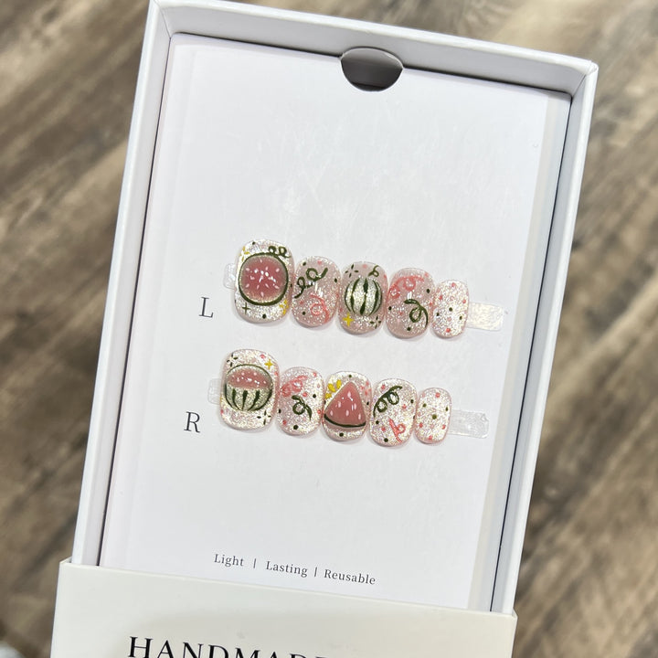 Dekorativer Floral Stiletto Press-On Nail Set Karnz