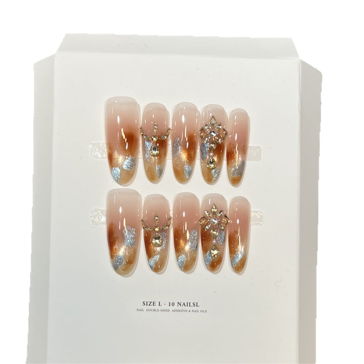 Dekorative Stiletto Press-On-Nagelset mit Blumenmustern Karnz