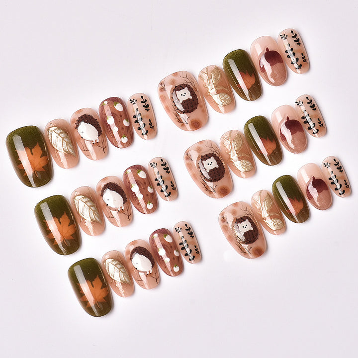 Künstlerisches herbstliches Press-On Nagelkunst Set Karnz