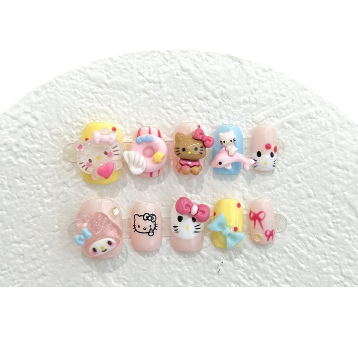 Verspielt Cartoon-Figur Press-On-Nagelset