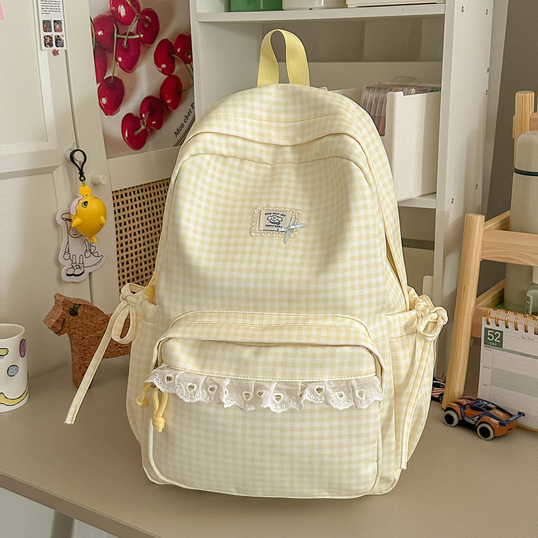 Lässiger Vintage Gingham Print Rucksack Karnz