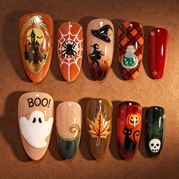 Halloween-Themen Dekorative Press-On Nagelkunst Set Karnz