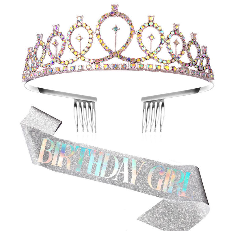 Damen Glitzernde Geburtstagskrone mit aufwendigem Haarband Karnz