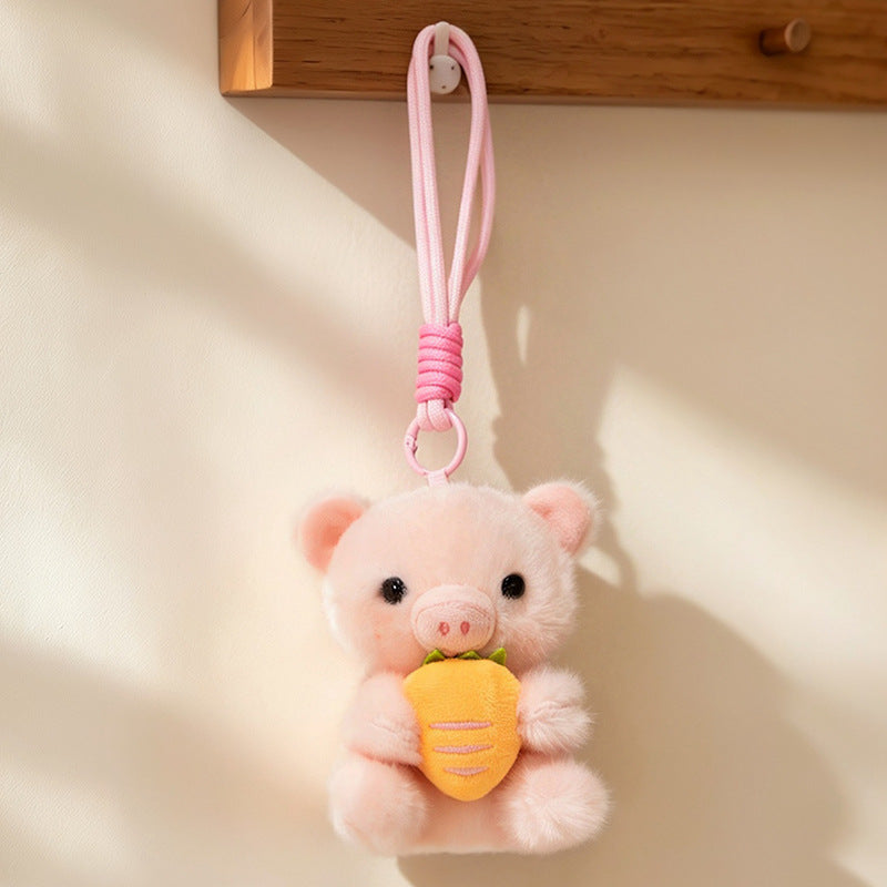 Plüsch Calico Katze Erdbeer Mini Taschenanhänger Schlüsselanhänger mit weichem Seilschlaufe & Metallclip Karnz