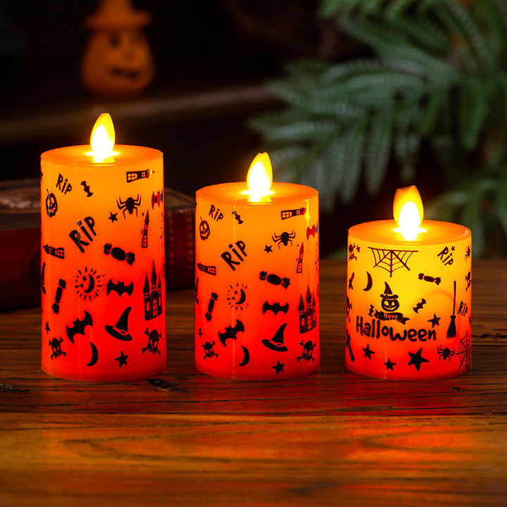 LED Dekorationskerze mit Halloween-Motiv