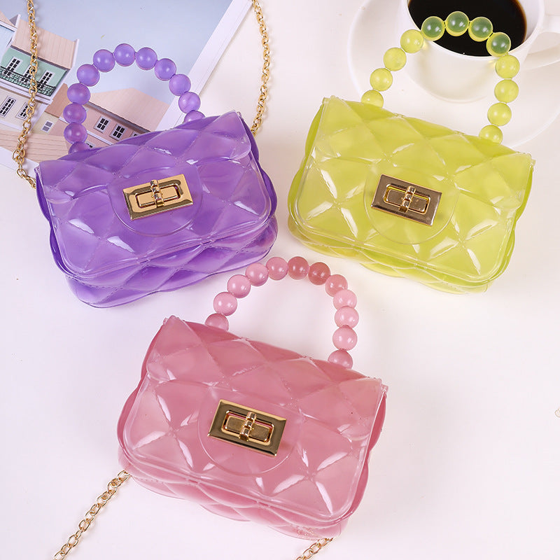 Damen modische Handtasche mit perlenbesetztem Griff Karnz