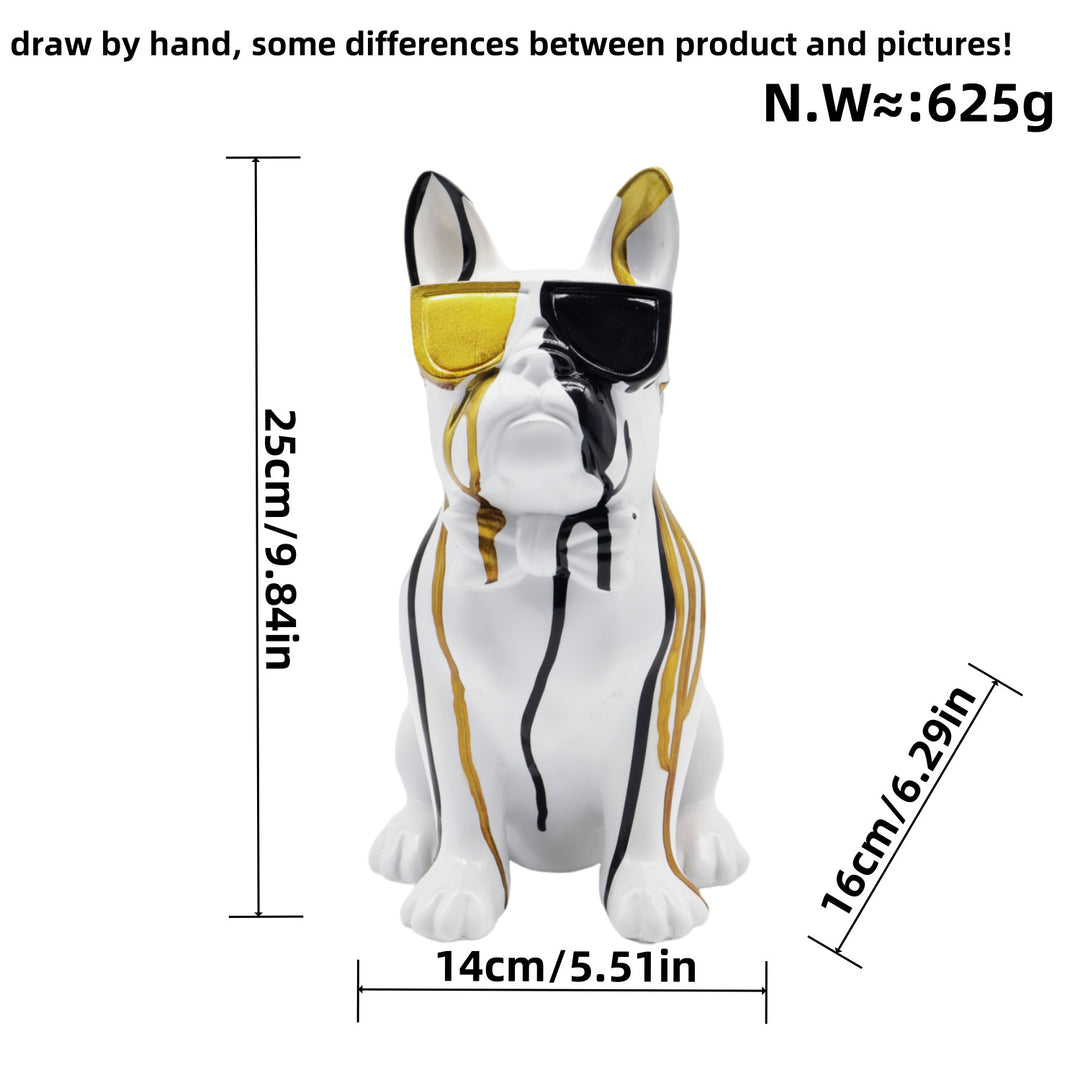 Bunte Bulldogge Dekofigur aus Kunstharz Karnz
