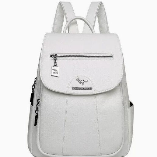 Stylischer Mehrfach-Taschen Leder-Rucksack Karnz