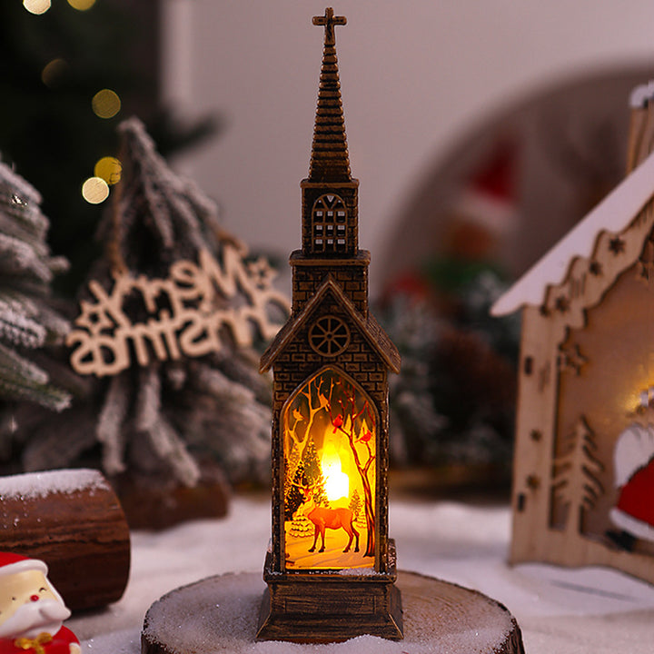 Nostalgische Weihnachtslaterne mit beweglichem Santa-Motiv Karnz