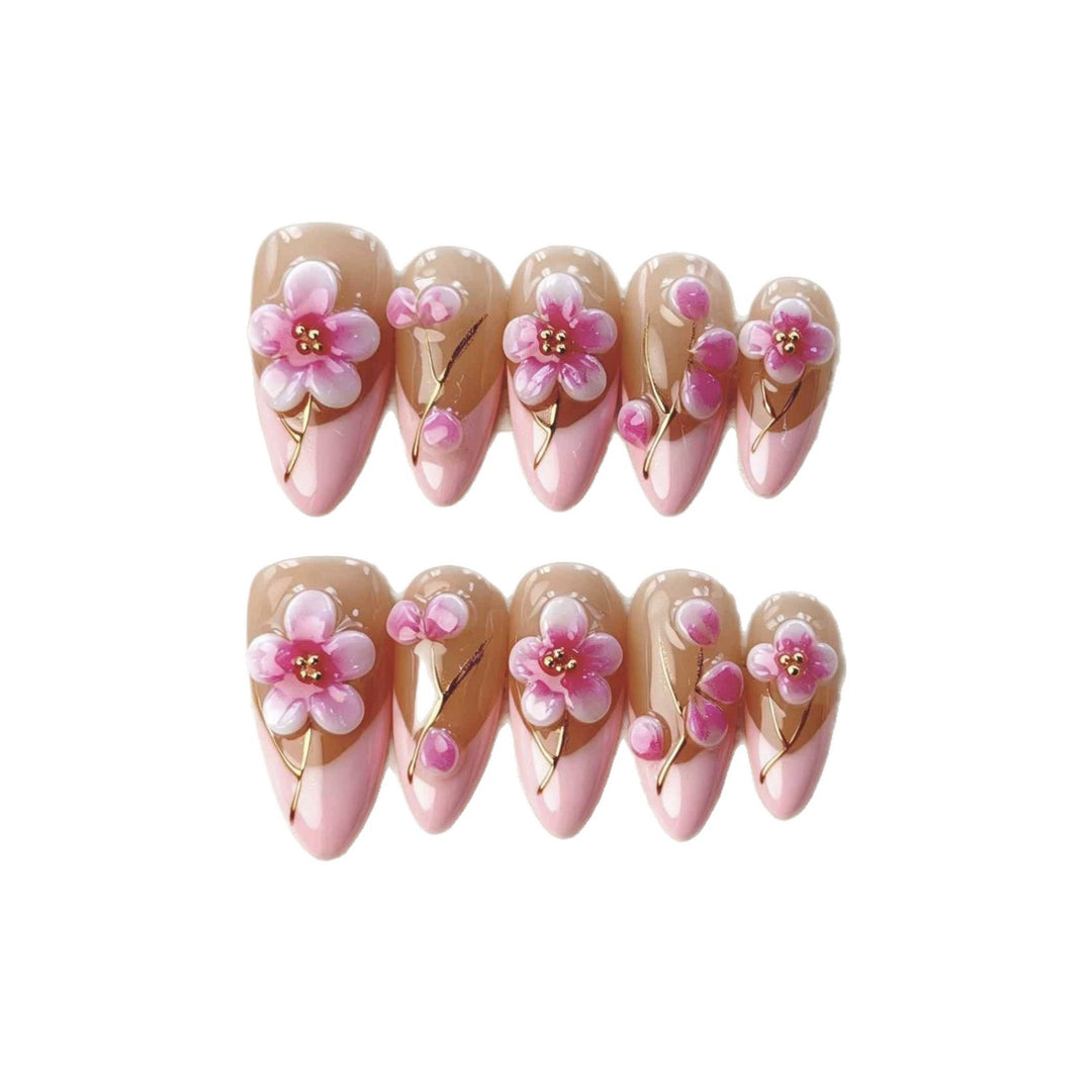 Floral Press-On Nagelset mit elegantem Design