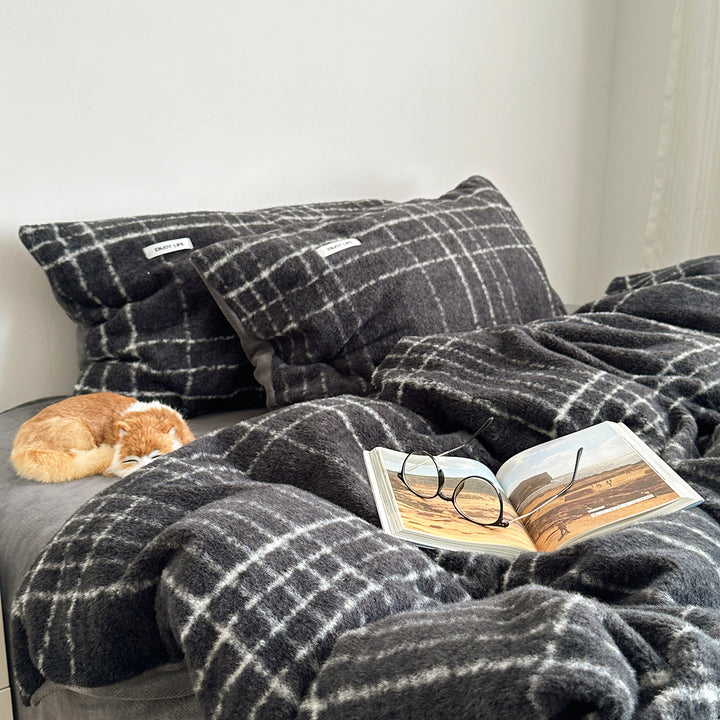 Plüsch Gebürstete Mikroflanell Plaid Bettbezug Set mit Großen Kissenbezügen