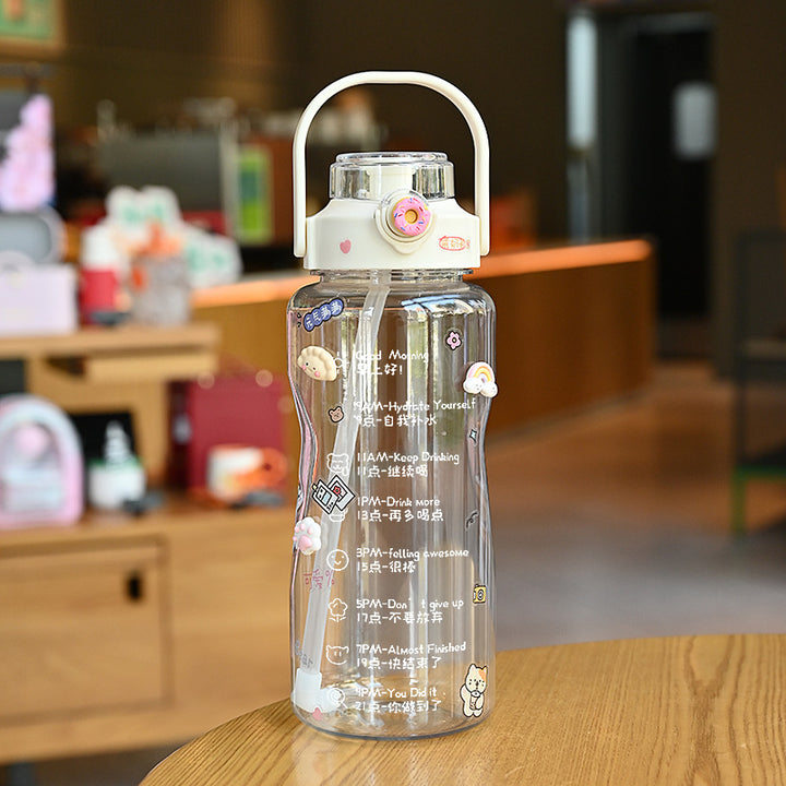 Damen Trinkflasche mit integrierter Zeitmarkierung und praktischem Tragegriff Karnz