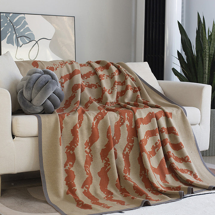 Atmungsaktive Baumwollmischung Jacquard Wurfdecke mit kontrastierendem Rand