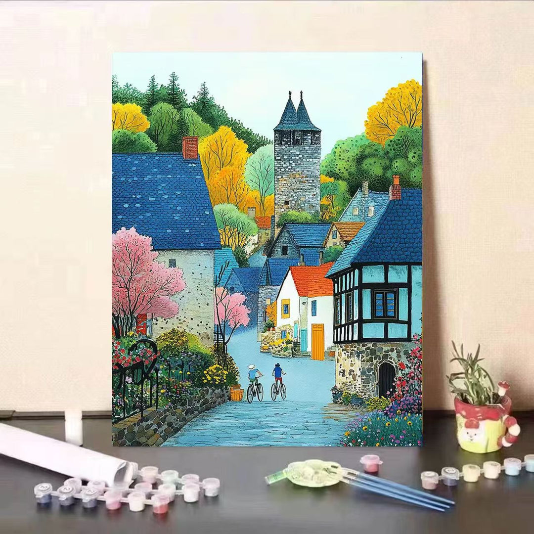 Scenic Village Malen nach Zahlen Kunstset Karnz