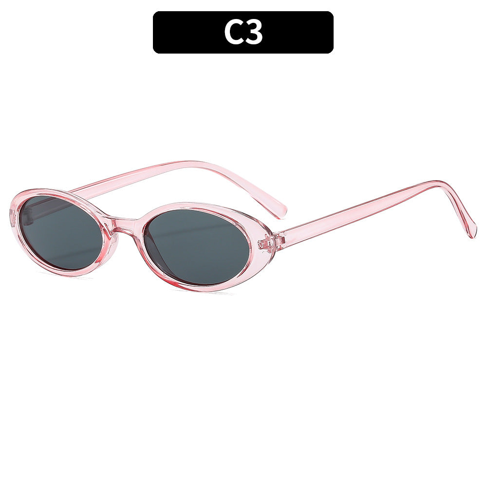 Retro-inspirierte schlanke ovale Sonnenbrille
