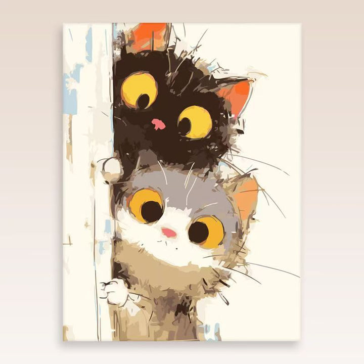 Verspielt Katzenporträt Wandkunst Karnz