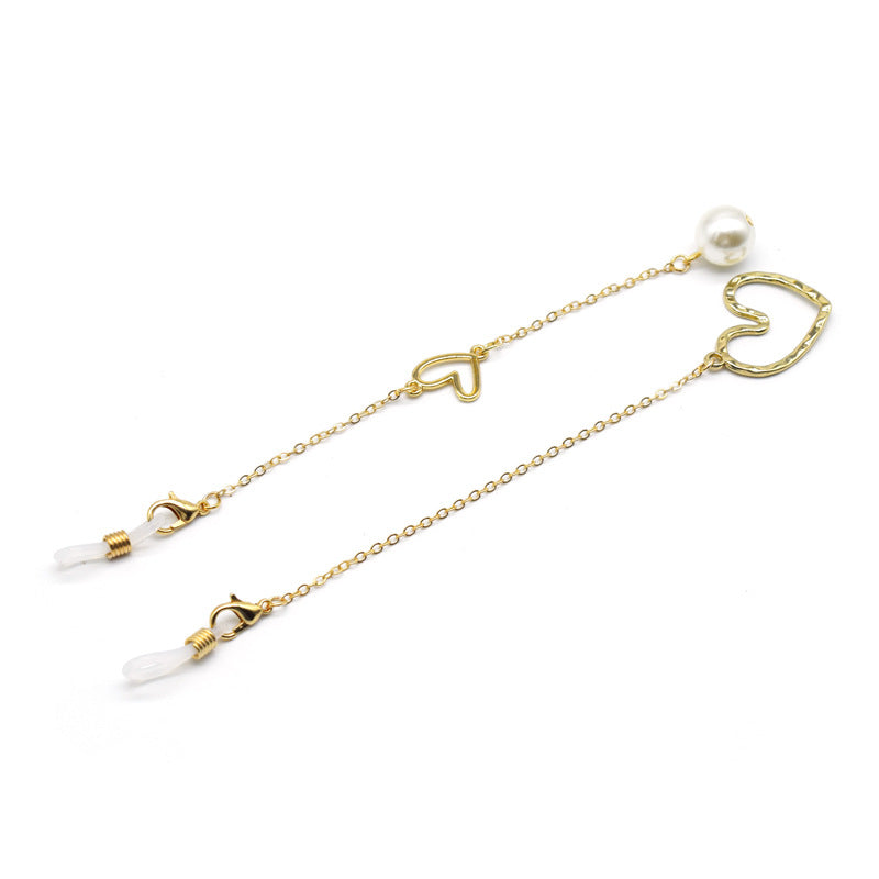 Herzförmige Perlenakzent Brillenband Karnz