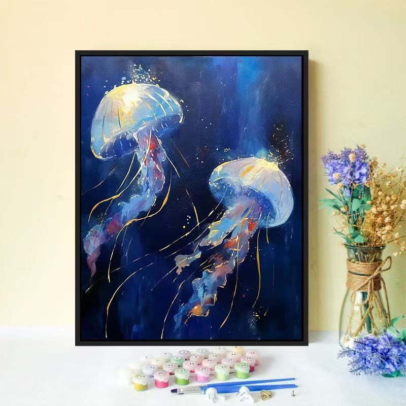 Jellyfish-inspiriertes Canvas-Wandkunst Karnz