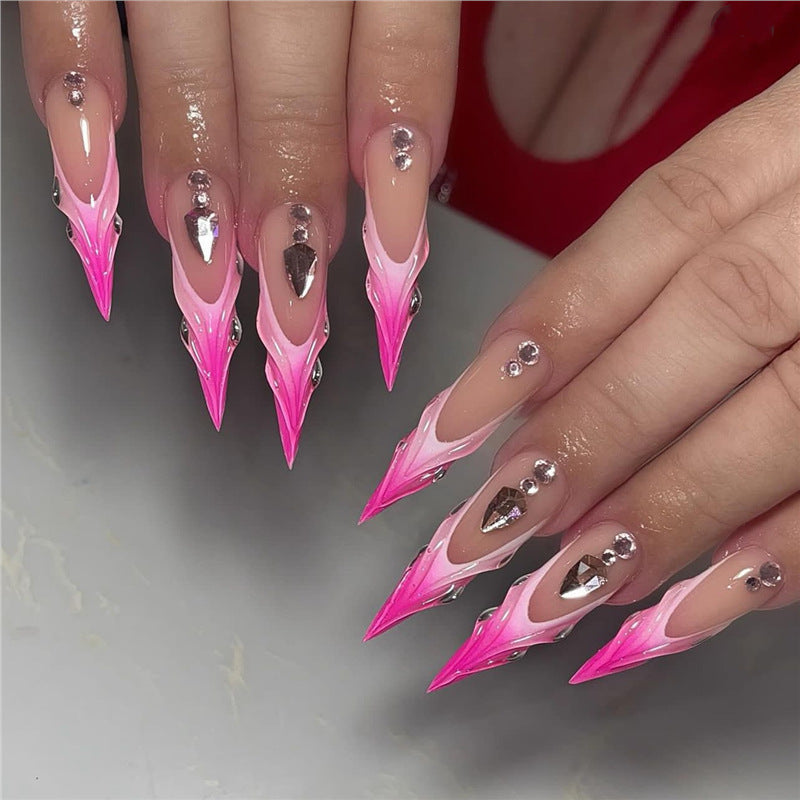 Stiletto Press-On Nagelverlängerungen mit Strass-Akzenten Karnz