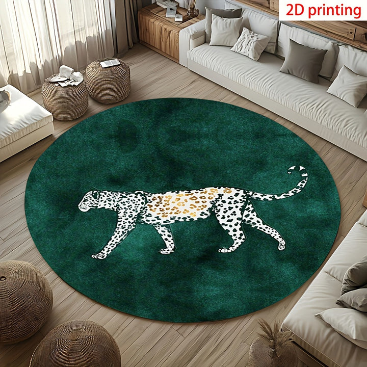 Künstlerischer Leoparden-Print runder Fußmatte