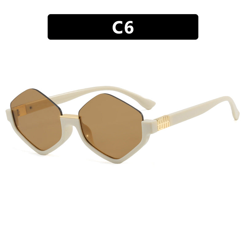 Damen modische Sonnenbrille mit trendy sechseckigem Rahmen und schützenden Gläsern Karnz