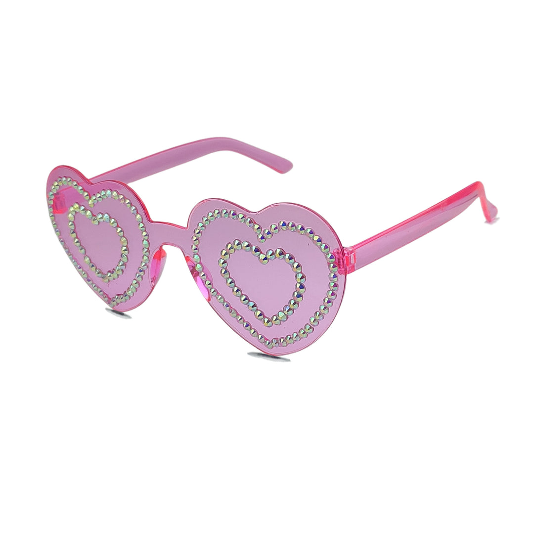 Damen Herzförmige Sonnenbrille mit funkelndem Strassmuster Karnz